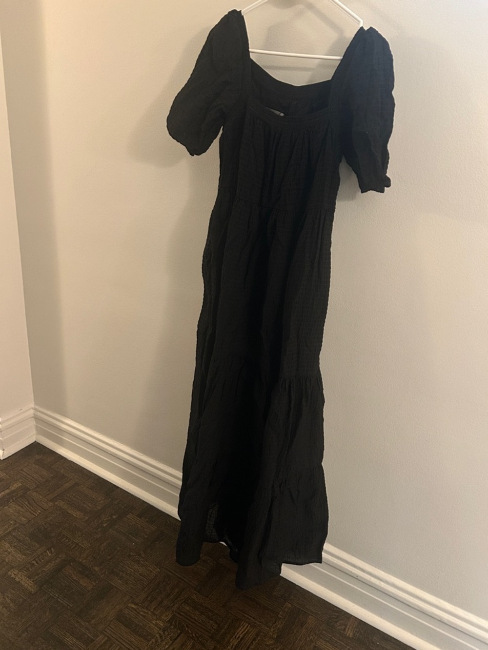 Anthropologie Black Puff-Sleeve Maxi Dress